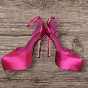AAJ BY AMINAH Womens Pink Platform Stiletto Pumps Satiya Shoes 8.5 M  NWOT